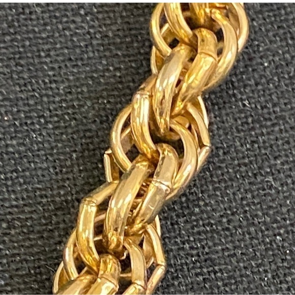 Vintage Erwin Pearl Signed Goldtone Braided Spiral Chunky Chain Necklace 24” - Picture 6 of 6